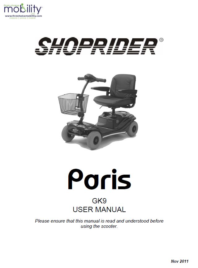 Shoprider Paris Manual