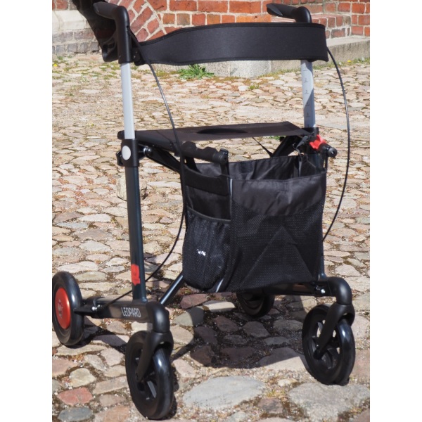 Leopard Aluminium Rollator Anthracite with Rolloguard Fall Protection