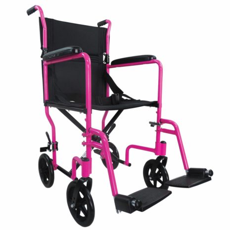 Pink Aluminium Compact Transport Wheelchair