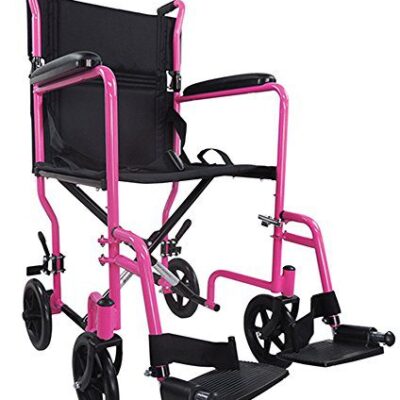 Pink Steel Compact Transport Wheelchair
