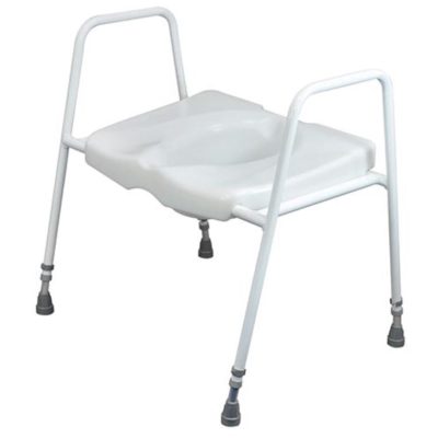 Grand Toilet Frame with reinforced steel adjustable support frame and ergonomic raised toilet seat for bariatric users up to 40 stone maximum user weight