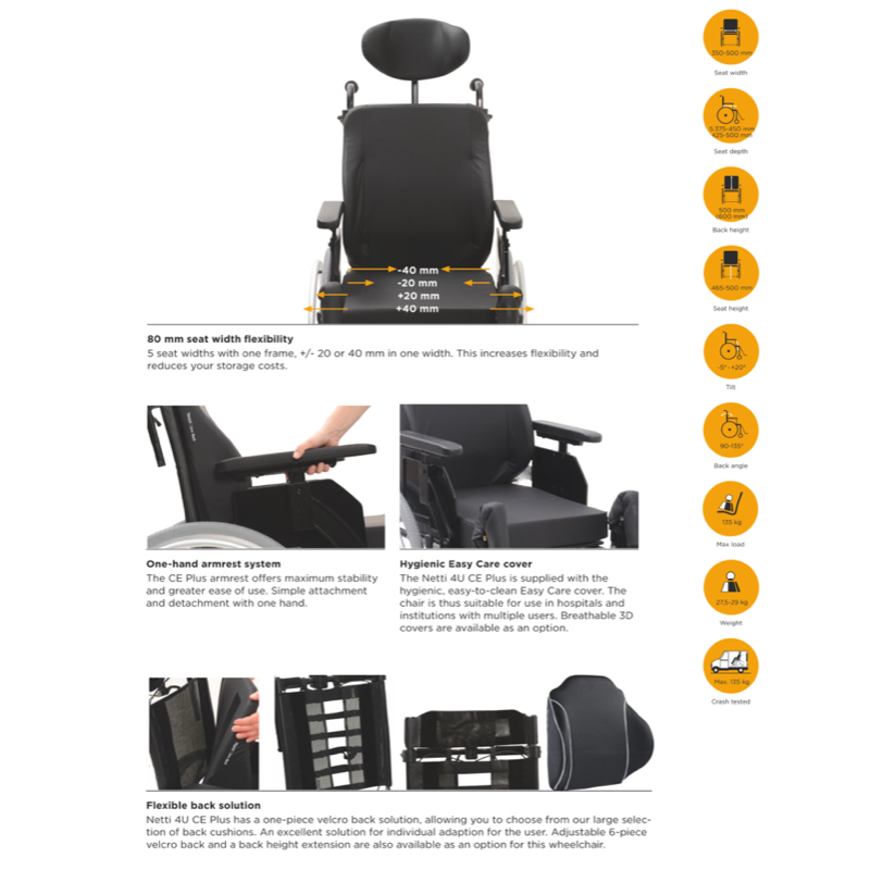 Netti 4U CE Plus Crash Tested Tilt in Space Wheelchair 3 Netti 4U CE Plus Crash Tested Tilt in Space Wheelchair - Image 3